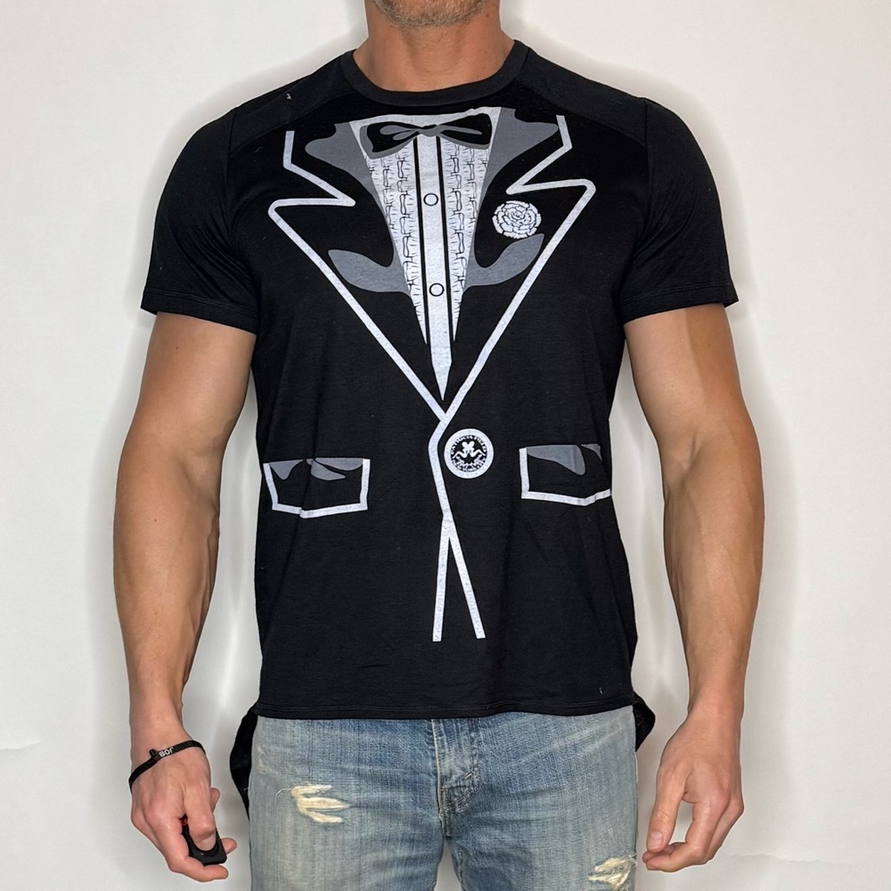 Patricia Field Black Tuxedo Graphic T-Shirt